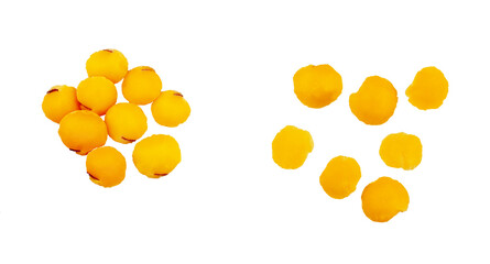 Lentils isolated on a white background, top view