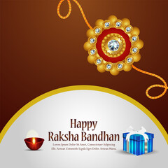 Happy raksha bandhan celebration greeting card with creative illustration of rakhi