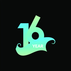 16th anniversary celebration logo template. Vector Eps10