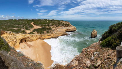 scenic coast in Portugal in the Algarve region in Carvoeiro