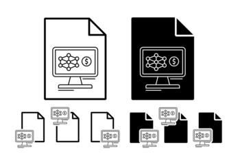 Responsive, finance, monitor vector icon in file set illustration for ui and ux, website or mobile application