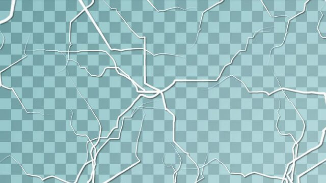 Ice surface texture concept. Moving lines will connect and form cracks and chips of frozen water. Pop up template on transparent background for overlay. Video design element. Graphic animated cartoon