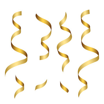 Gold Streamers Set. Vector & Photo (Free Trial)