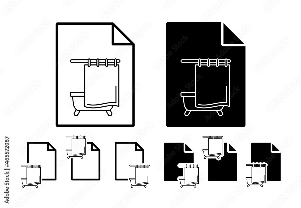 Poster bath, curtain vector icon in file set illustration for ui and ux, website or mobile application