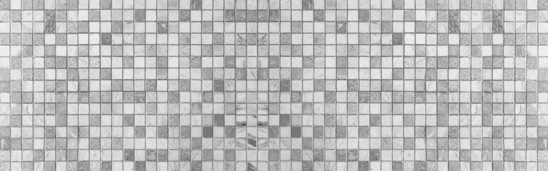 Panorama of Vintage white mosaic kitchen wall pattern and background seamless - obrazy, fototapety, plakaty