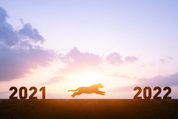  2022年イメージ　ビジネス向け年賀状素材　野を駆けるトラ