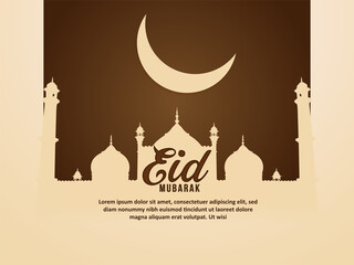 Islamic festival eid mubarak flat design with mosque