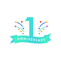 1 Years Anniversary Vector Template