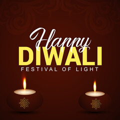 Fototapeta premium Happy diwali indian festival the festival of light with creative diwali diya