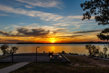 Beautiful cloudy sunset at Thunderbird lake.