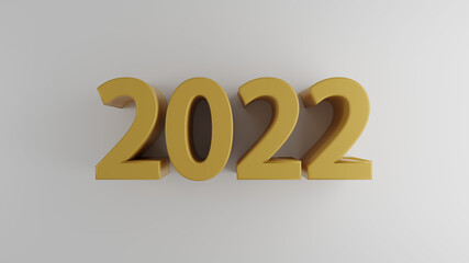 Happy New Year 2022. 3D illustration numbers isolated white background color concept for confetti  on Christmas holiday. Action plan and challenge on start business in trend 2022