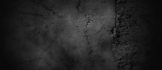 Fototapeta na wymiar Black misty walls are scary. horror black cement