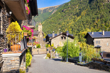 View of the streets of the historic town of Llorts, Ordino, Andorra - 1 - obrazy, fototapety, plakaty