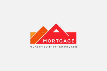 red and grey roof in letter m with phrase mortgage, usable vector logo design for architect company, architecture agency, business, mortgage,
