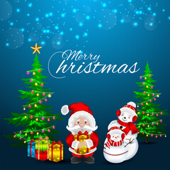 Fototapeta na wymiar Merry christmas invitation greeting card with vector illustration of santa clous