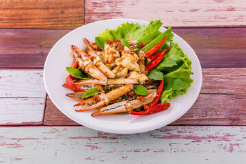 Crab meat fried basil