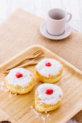 Ball donut strawberry filled