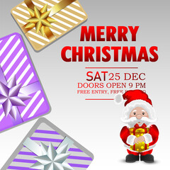 Merry christmas invitation holiday greeting card with vector illustration of santa