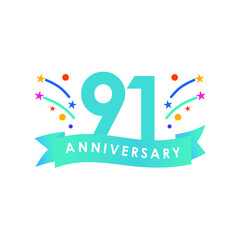 91 years anniversary celebration vector