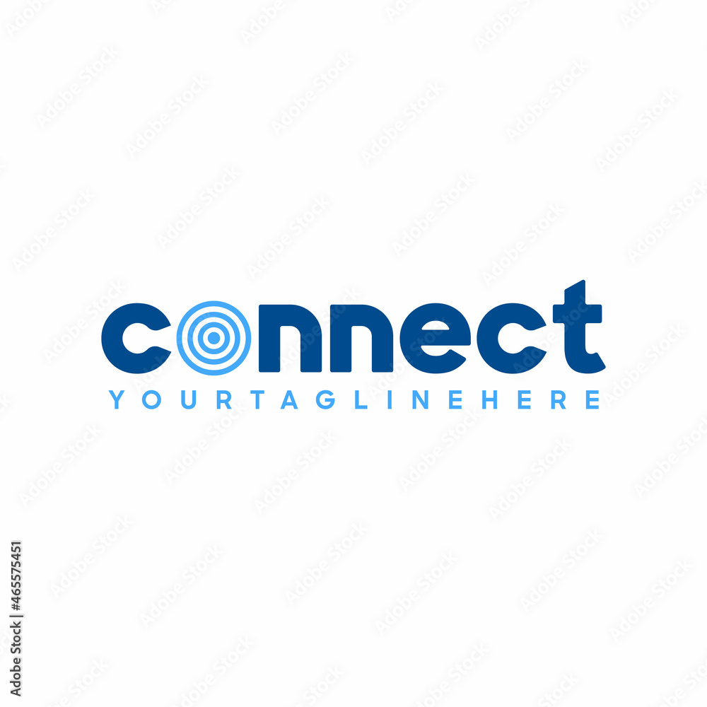 Poster Connect Turquoise and Blue Lowercase Logo Design Template Elements. Connected o letter with connection signal. Modern Networking Logo Design Vector.