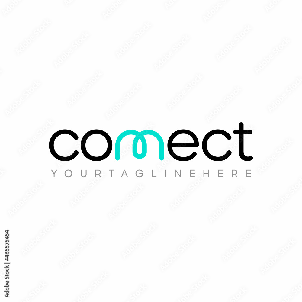Aufkleber Connect Black and Blue Turquoise Lowercase Logo Design Template Elements. Connected linked n and n letters with line. Modern Networking Logo Design Vector.