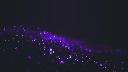 Abstract purple Digital wave background BIG DATA universe dark blue 3d rendering animation blurred particle motion background shining shimmer and glitter particles stars sparks bokeh movement