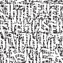 Black and white seamless pattern of capital Gothic letters. Vector texture with ornate Latin letters. Suitable for wallpaper, wrapping paper, fabric. Repeating background of english alphabet letters