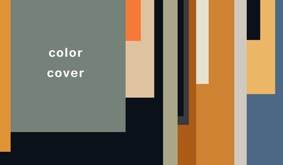 Geometric background of layered rectangles of different colors. Vector cover design