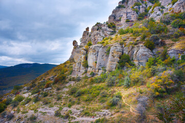 A view of the mountains, the bizarre stones of the Demerdzhi mountains