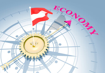 Global business concept. Waved flag of Austria