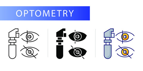 Optometry (Penlight, transilluminator). Line icon concept - obrazy, fototapety, plakaty