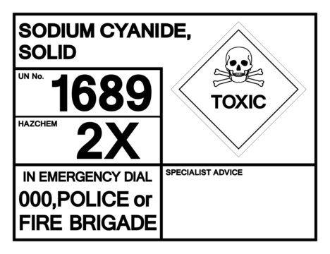 Sodium Cyanide Solid UN1689 Symbol Sign, Vector Illustration, Isolate On White Background, Label .EPS10