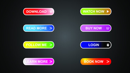 Fototapeta premium Set of modern material style buttons for website, mobile app and infographic . 