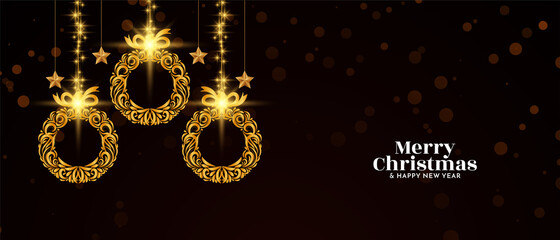 Merry Christmas festival banner with decorative Christmas balls