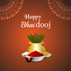 Fototapeta premium Indian traditional festival of happy bhai dooj celebration greeting card and background