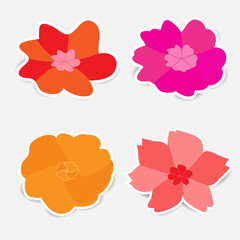 Sweet flower stickers with shadows