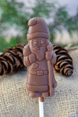 chocolate Santa Claus, lollipop 