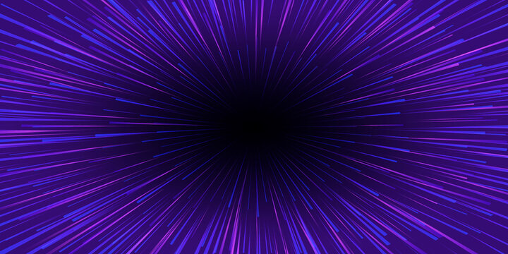 Abstract Futuristic Perspective and Motion pink Light Background. Star Warp in Hyperspace. Space Jump. Vector illustration