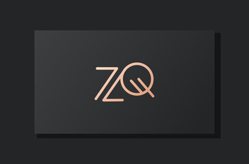 Abstract luxury initial letter ZQ logo.