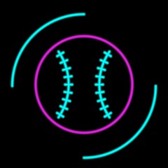Baseball ball neon sign, modern glowing banner design, colorful trend of modern design on black background. Vector illustration.