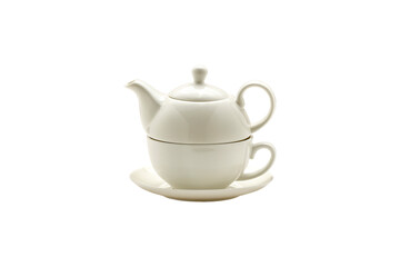 Tea pot on white background and free space for your decoration. 