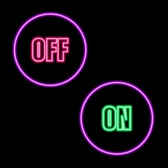 Button neon sign, modern glowing banner design, colorful trend of modern design on black background. Vector illustration.