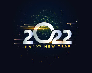 2022 happy new year elegant numbers against background of flickering fireworks happy new year banner for greeting card calendar vector