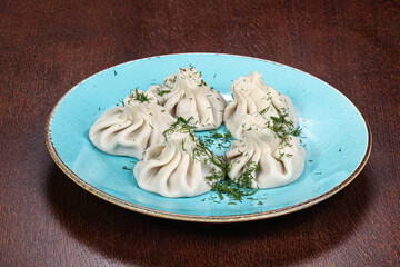 Georgian traditional cuisine - khinkali with meat