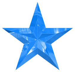 Fototapeta premium 5 point star - Christmas Star - blue single isolated on white - 3d rendering