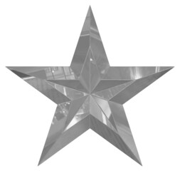 5 point star - Christmas Star - gray single isolated on white - 3d rendering
