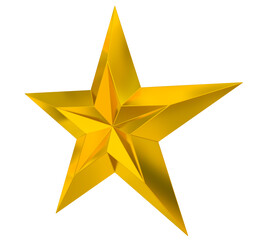 Fototapeta premium 5 point star - Christmas Star - golden single isolated on white - 3d rendering