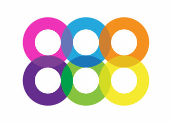 Letter triple 8 overlaping colors logo design