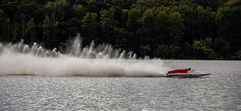 sport. motor boat races. speed, water sports. competition on the water on a sunny day
