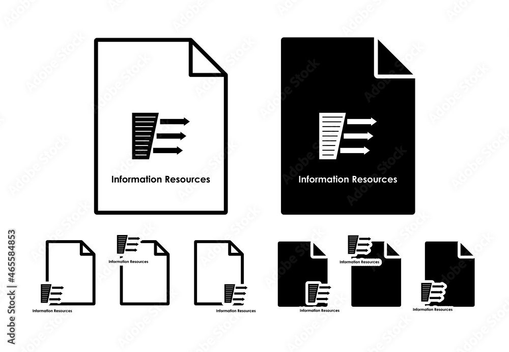 Poster information resources, arrow vector icon in file set illustration for ui and ux, website or mobile a
